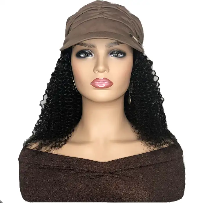 Brown Hat With Black Kinky Curly Hair Attached | A Diva's Hidden Hair ...