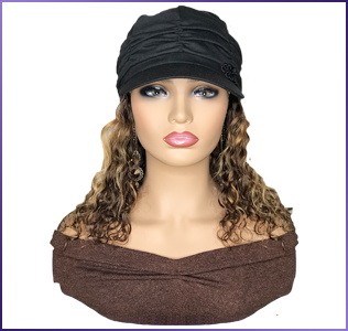 Black Hat With Mixed Hair Color Attached
