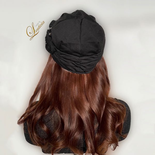 Black Hat With Straight 16" Indian Copper Hair Attached
