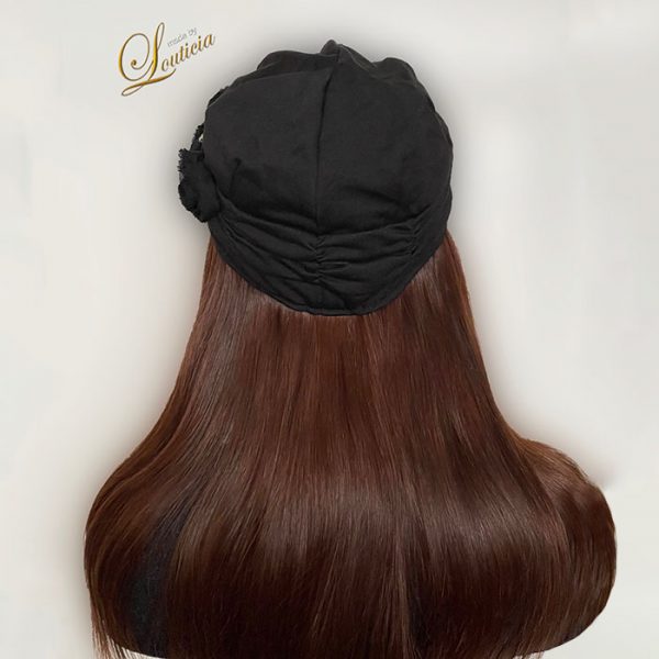 Black Hat With Straight 16" Indian Copper Hair Attached