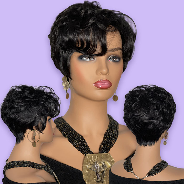 Black Short Layered Custom Hair System