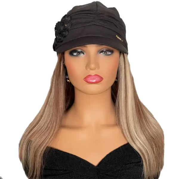 Women's Fashion Hats With Straight 16" Blonde Hair