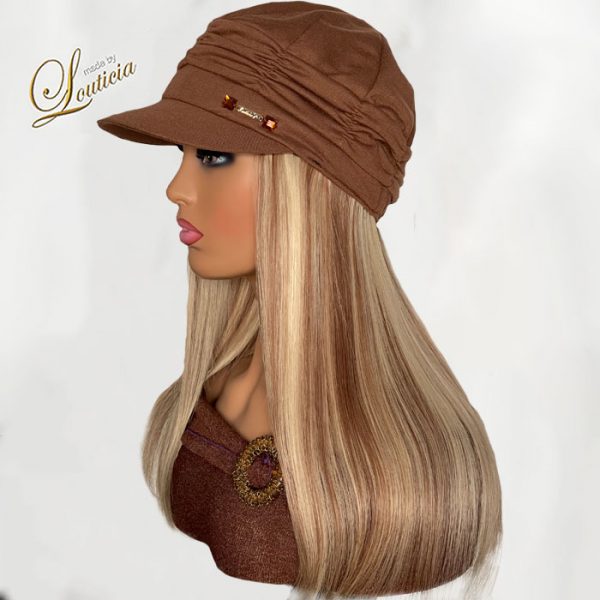 Stylish Chemo Hats For Cancer Patients with 16" Straight Blonde Hair Attached