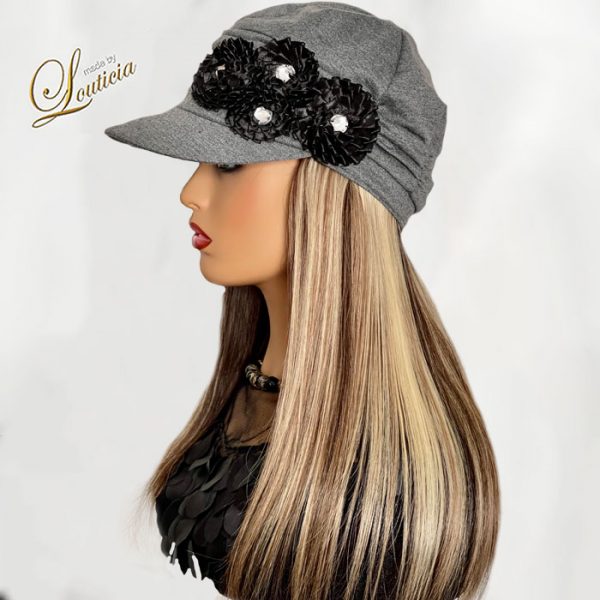 Chic Chemotherapy Hat with 16" Straight Hair Attached