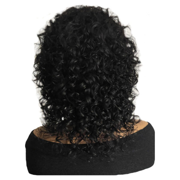 12 inch Black Curly Human Hair Wig - back view