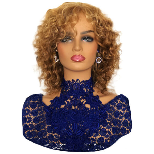 12 inch Strawberry Blonde Curly Human Hair Wig