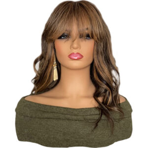 16 inch Sexy Brown Blonde Highlights Human Hair Wig