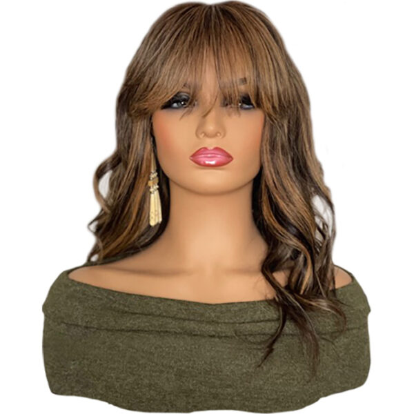 16 inch Sexy Brown Blonde Highlights Human Hair Wig