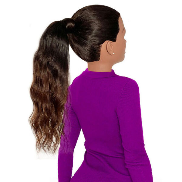 16" Human Hair Ponytail Extension Dark Brown Ombre Chinese Hair