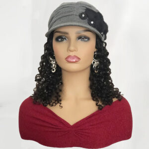 Fancy Gray Chemo Cap with Hair Attached For Cancer Patients