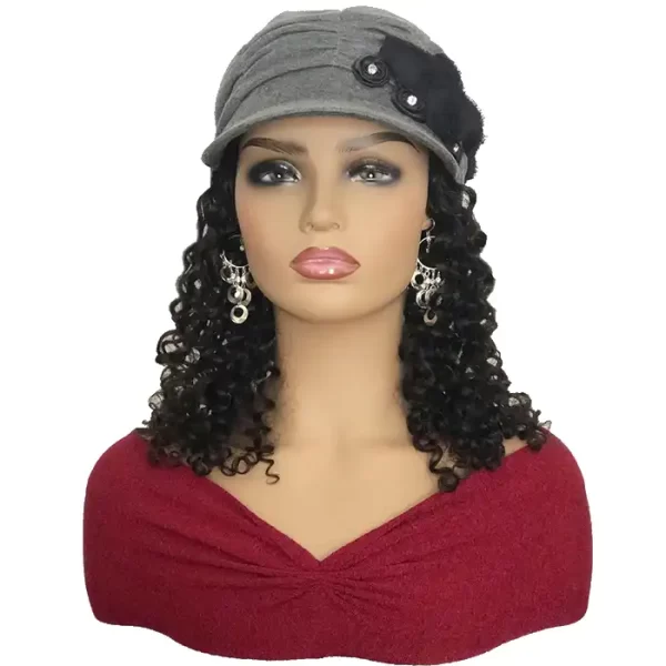 Fancy Gray Chemo Cap with Hair Attached For Cancer Patients