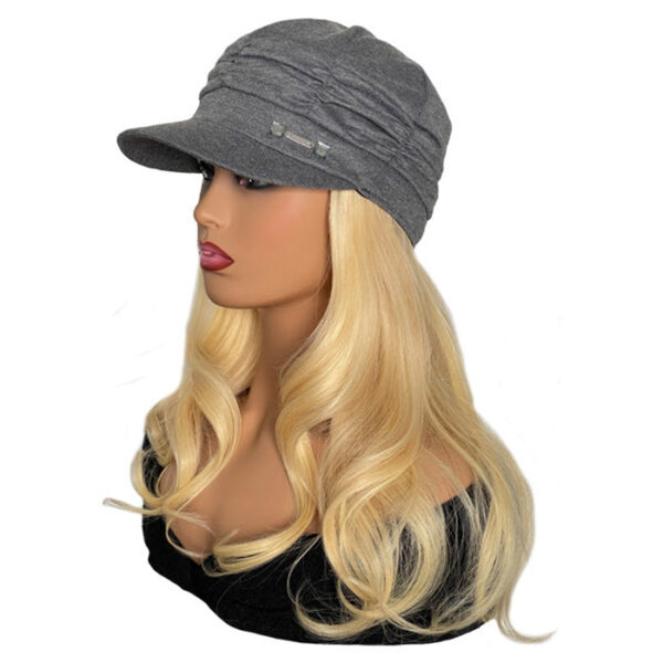 Gray Hat with 16 inch Straight Blonde Hair Attached