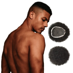 100% Human Hair Kinky Curly Toupee Hairpiece For Black Men
