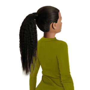 16" Human Hair Ponytail Extension 1B Textured Chinese Hair