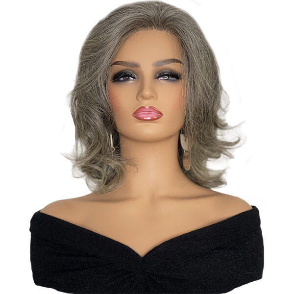 Lace Front 12 inch Mix Gray Premade Prosthesis Wig
