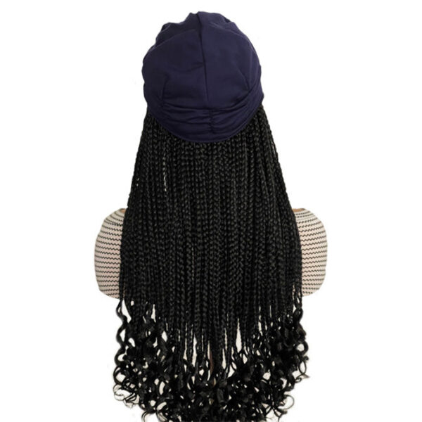 Navy Hat with 22" Synthetic Black Braids Attached