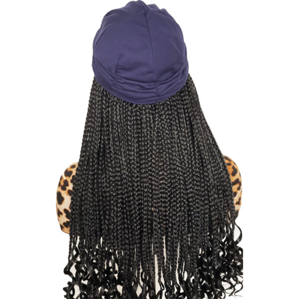 Navy Fashion Hat with 20" Synthetic Black Braids Attached