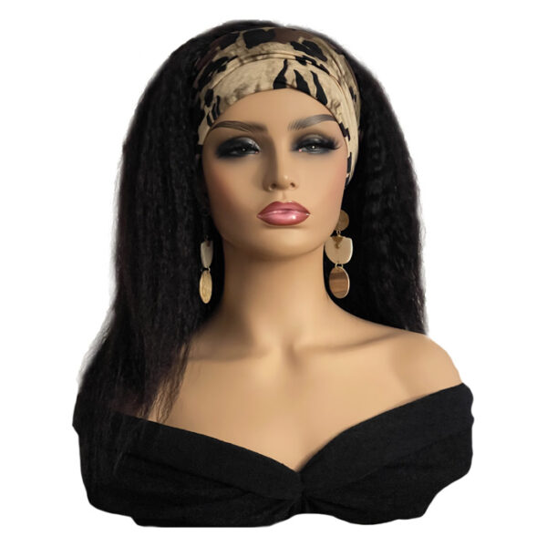 Scarf Headband Wig 12 inch Kinky Black Human Hair Wig