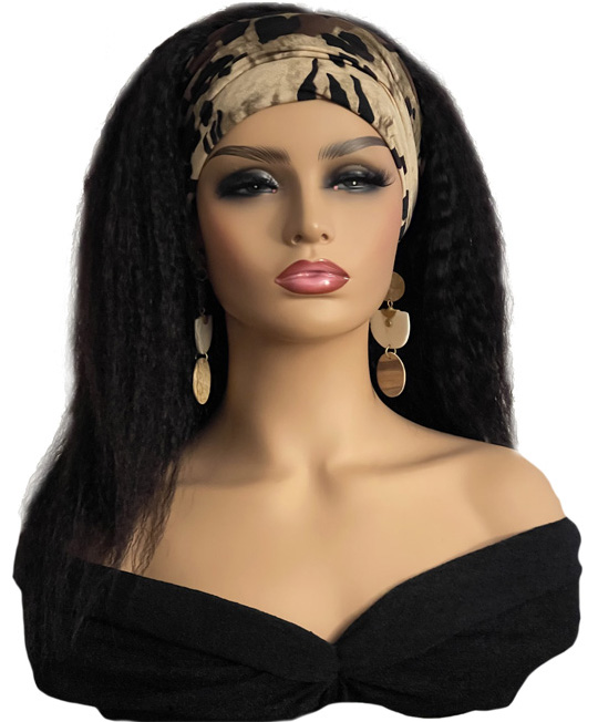 Scarf Headband Wig 12 inch Kinky Black Human Hair Wig