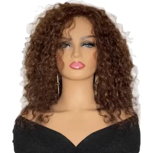 Curly Brown 14" Human Hair Wig